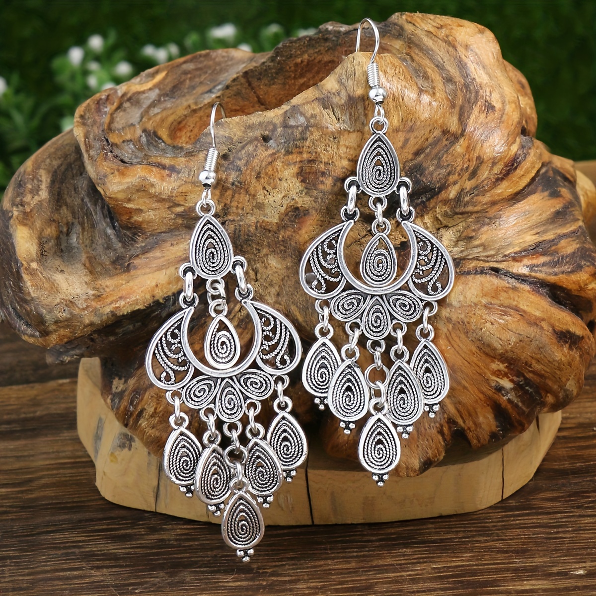 Retro Ethnic Women's Earrings w/ Tassel Pendants